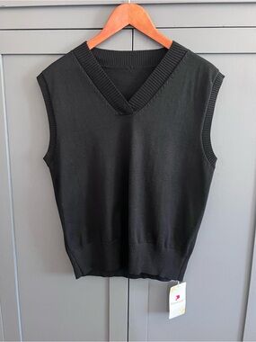 Classic Black Womens V-Neck Knit Vest